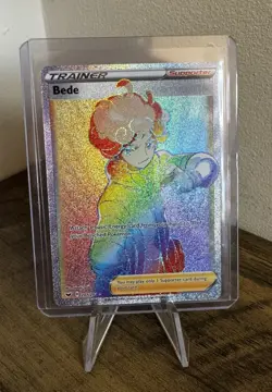 Pokemon TCG Bede 207/202 Sword & Shield Secret Rare Full Art Holo Trainer - Image 1