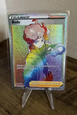 Pokemon TCG Bede 207/202 Sword & Shield Secret Rare Full Art Holo Trainer - Image 3