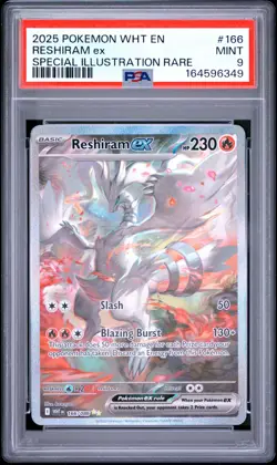 2025 POKEMON WHT EN-WHITE FLARE SPECIAL ILLUSTRATION RARE #166 RESHIRAM EX PSA 9 - Image 1