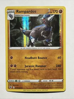 Pokemon TCG Rampardos 077/189 Astral Radiance ASR Holo Rare SWSH 2022 - Image 2