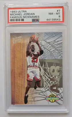 Michael Jordan 1993 Ultra Famous Nicknames 'Air' Graded PSA 8 Chicago Bulls #7 - Image 1