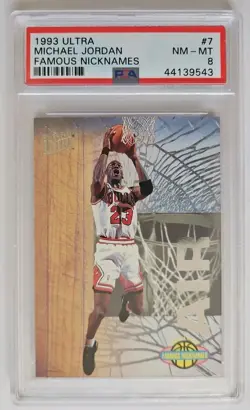 Michael Jordan 1993 Ultra Famous Nicknames 'Air' Graded PSA 8 Chicago Bulls #7 - Image 2