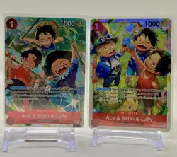 Bandai One Piece - Ace & Sabo & Luffy OP13-007 Alt Art & SR Lot - NM - Image 1