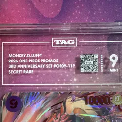 One Piece CCG Monkey D. Luffy OP09-119 3rd Anniversary Promo Foil TAG 9 - Image 3