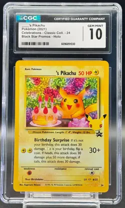 Birthday Pika ______'s Pikachu 24/53 Celebrations Classic Collection Holo CGC 10 - Image 1