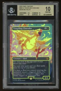 2025 MTG Final Fantasy #0551a Traveling Chocobo Neon Ink Foil Yellow BGS 10 - Image 1