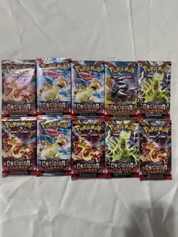 Sealed Pokemon OBSIDIAN FLAMES ten (×10) pack lot N680 Unweighed. - Image 1