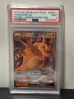 2019 POKEMON SM BLACK STAR PROMO HIDDEN FATES TINS #SM211 CHARIZARD GX PSA 9 - Image 1