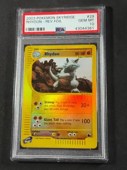 Pokemon PSA 10 Rhydon 29/144 Reverse Foil Skyridge 2003 - Image 1