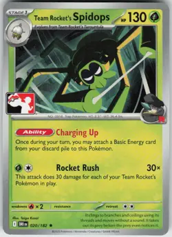 Team Rocket's Spidops 020/182 Rare Prize Pack Series Cards Pokemon Near Mint - Image 1