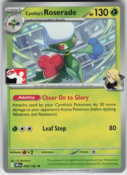 Cynthia's Roserade 008/182 Rare Prize Pack Series Cards Pokemon Near Mint - Image 1