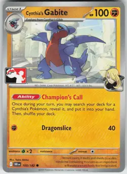 Cynthia's Gabite 103/182 Common Prize Pack Series Cards Pokemon Near Mint - Image 1