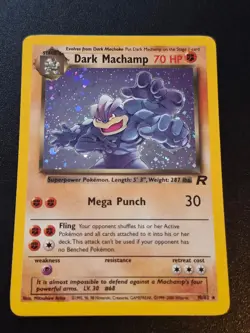 Dark Machamp 10/82 Unlimited Holo Rare Team Rocket Pokemon LP - Image 1