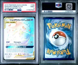 Gengar & Mimikyu GX Secret Rare PSA 9 Rainbow Pokemon 2019 Sun & Moon Team Up - Image 3