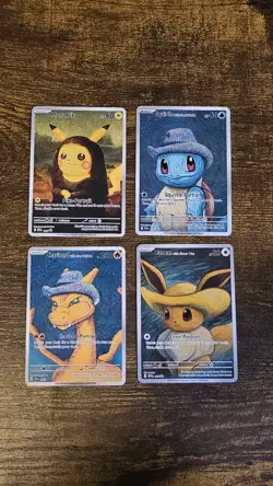 Fan Art Pokemon Pikachu Charizard Squirtle Eevee Van Gogh Art Work Cards - Image 1