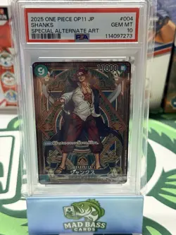 2025 One Piece OP11 JP Special Alternate Art #004 Shanks, PSA 10 Gem Mint - Image 1