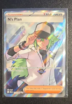 Pokemon Card N's Plan 163/086 Sv: Black Bolt Holo Full Art NM - Image 1