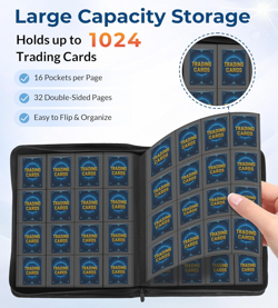 16 Pocket Card Binder, 1000+ Trading Card Album Folder, Side Loading Ringless Ca - Image 2