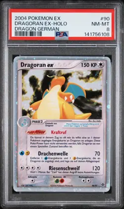 2004 Pokemon Card EX Dragonite EX-Holo #90 PSA 8 NM MINT GERMAN - Image 1