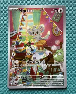 Pokemon TCG Minccino 182/162 Sv05 Temporal Forces Illustration Rare Holo - Image 1