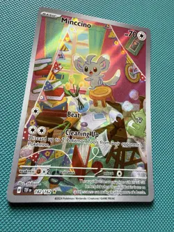 Pokemon TCG Minccino 182/162 Sv05 Temporal Forces Illustration Rare Holo - Image 2