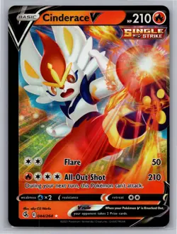 Cinderace V 044/264 Holo V Rare Fusion Strike Pokemon NM (Off Center Error) - Image 1