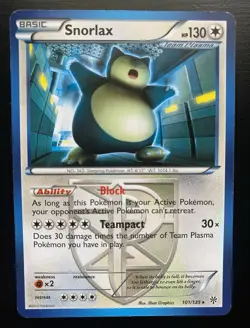 Pokemon TCG Snorlax 101/135 Plasma Storm Rare Regular Team Plasma English 2012 - Image 1