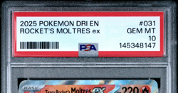 2025 Pokemon DRI EN Team Rocket's Moltres Ex 031/182 GEM MT PSA 10 - Image 2