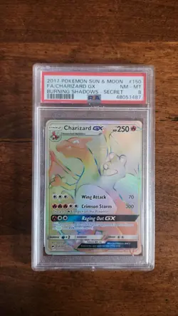 Pokemon Charizard GX 150/147 Sun and Moon Burning Shadows PSA 8 Secret Rare - Image 1
