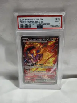 2025 POKEMON DRI EN-DESTINED RIVALS #229 TEAM ROCKET'S MOLTRES EX PSA 9 - Image 1