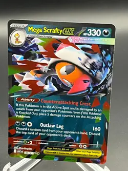 Pokemon Mega Scrafty ex 135/217 Ascended Heroes Double Rare NM - Image 1