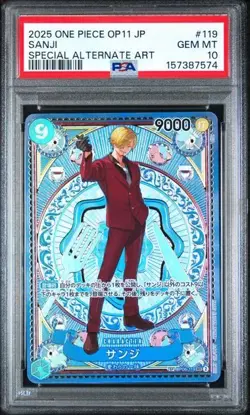 2025 ONE PIECE JAPANESE OP11 SANJI SPECIAL ALTERNATE ART OP06-119 PSA 10 - Image 1