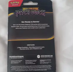 Pokemon TCG Mega Evolution Pitch Black Booster Pack + 3 Promo Cards & Coin - Image 2