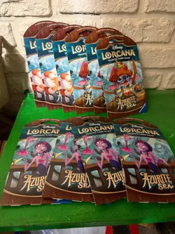 10 PACKS Disney Lorcana TCG Azurite Sea SHIMMERING SKIES Sleeved Booster SEALED - Image 1