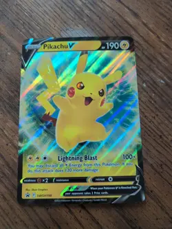 Pokemon 2022 TCG Pikachu v Jumbo Card SWSH198 5ban Graphics - Image 1