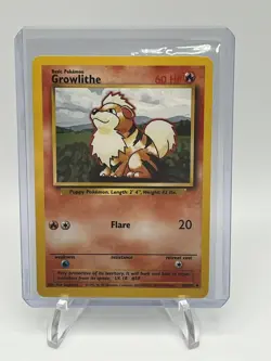 Unlimited Base Growlithe 28/102 Pokemon Card WOTC Vintage NM - Image 1