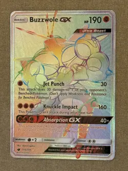 Pokemon TCG Buzzwole GX Holo Secret Rare Card Crimson Invasion 115/111 - Image 3