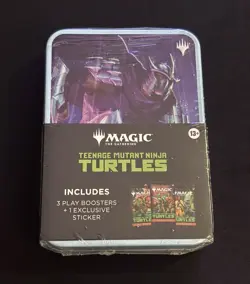 Wizards of the Coast Magic: The Gathering TMNT Tin Box 3 Play Boosters + Sticker - Image 1