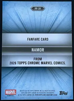 2026 Topps Chrome Marvel Comics NAMOR Marvel Fanfare Card #FF-31 c - Image 2
