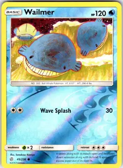 Wailmer 45/236 Common Cosmic Eclipse Pokemon Reverse Holo Near Mint - Image 1