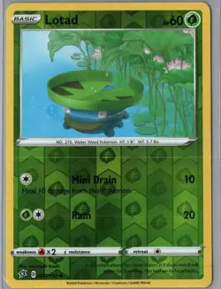 Lotad 007/192 Common Rebel Clash Pokemon Reverse Holo Near Mint - Image 1