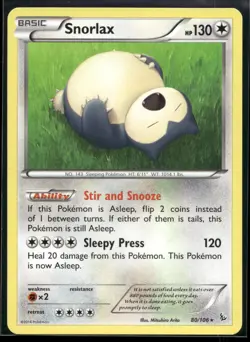 Snorlax 80/106 Rare Flashfire Pokemon Near Mint - Image 1