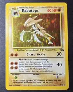 Wizards of the Coast Kabutops 9/62 Fossil Holo Rare Unlimited English 1999 LP - Image 1
