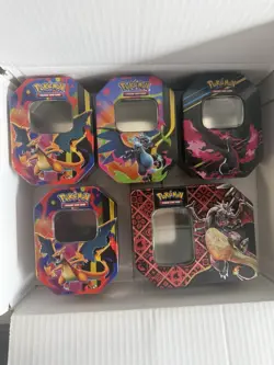 EMPTY Pokemon Tins Lot Of 5 - Charizard Galarian Moltres - Image 1