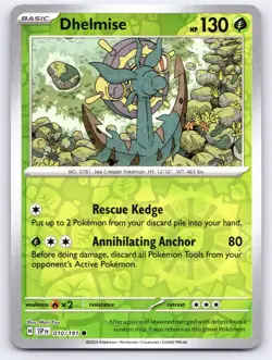 POKEMON DHELMISE SURGING SPARKS 010/191 REVERSE HOLO COMMON NM A2678 FREE S&H - Image 1