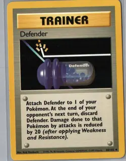 Defender 80/102 Uncommon Base Set Unlimited Pokemon Moderately Played - Image 1