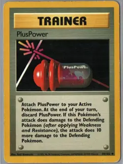 PlusPower 84/102 Uncommon Base Set Unlimited Pokemon Heavily Played - Image 1