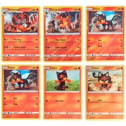 Holo Incineroar 26/149, Torracat 25/149, Litten 24/149 Pokemon TGC 6 Card Set LP - Image 1