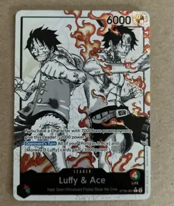 One Piece ST30-001 Luffy and Ace Leader Parallel Alt Art Starter Deck EX NM - Image 1