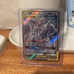 Pokemon TCG Mewtwo & Mew GX TAG TEAM GX 270 HP Holo Card English - Image 1